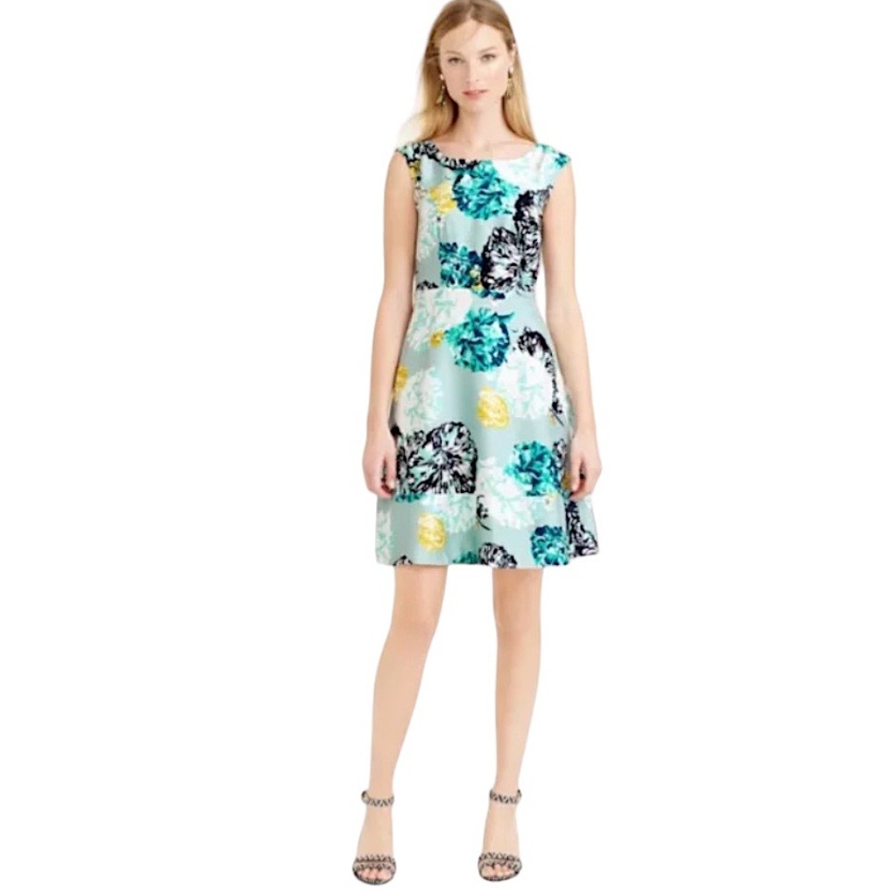 J. Crew Aquatic Floral Silk Dress